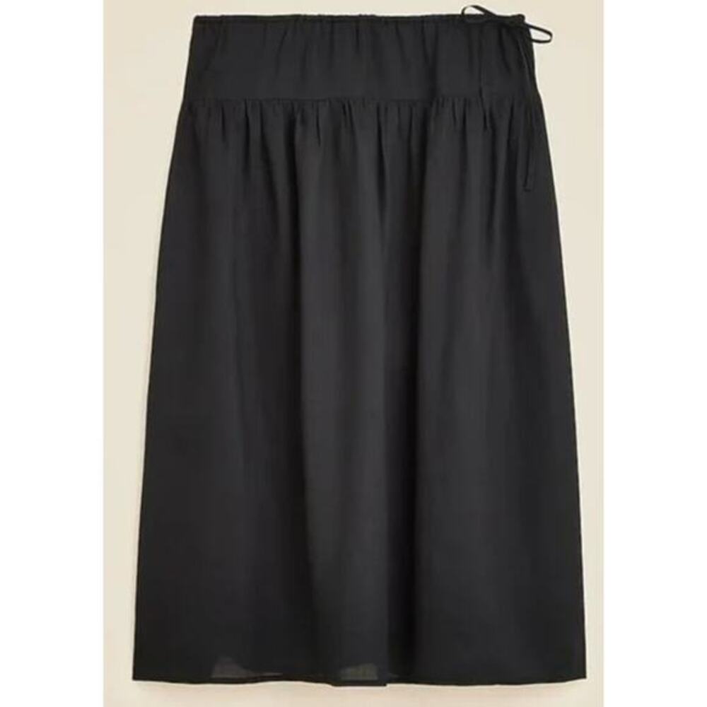 j. crew‎ black Side-tie skirt in ramie